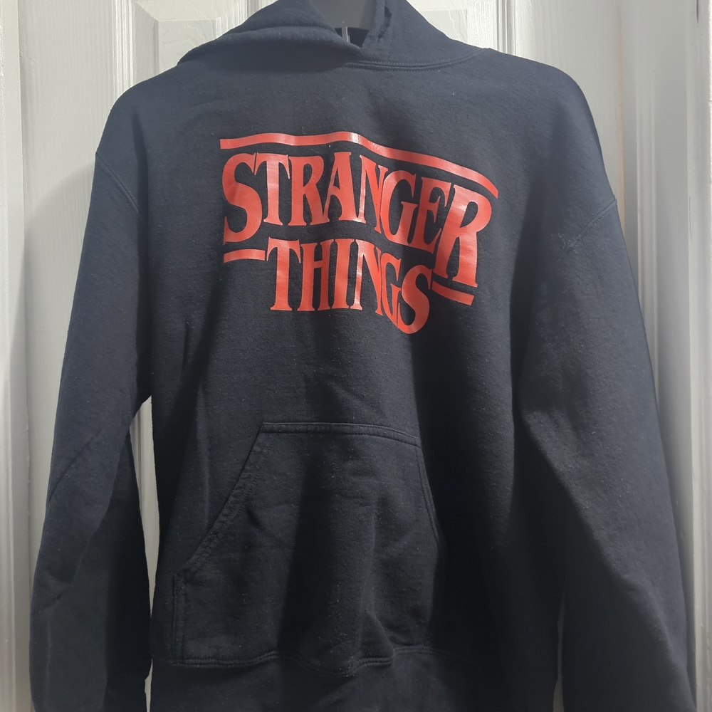 Stranger Things Black Hoodie with Red Logo